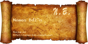 Nemes Bán névjegykártya